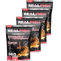 Фото Набір Прикормка Real Fish Короп Полуниця 1 кг 4 упаковки 4820026882659