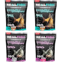 Фото Набір прикормок Real Fish Лящ Шоколад 1 кг+Лещ Кориця-ваніль 1 кг+Карась Часник 1 кг + Карась Малина 1 кг