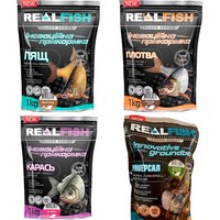 Фото Набір прикормок Real Fish Лящ (Шоколад) 1 кг+Плотва Коріандр-арахіс 1 кг+Карась Малина 1 кг+Універсал Смажені коноплі 1 кг