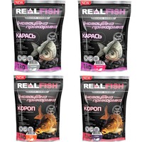 Фото Набір прикормок Real Fish Карась Часник 1 кг+Карась Малина 1 кг+Карп Кисла груша 1 кг+Карп Слива 1 кг