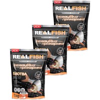 Фото Набір Прикормка Real Fish Плотва Мигдаль-ваніль 1 кг 3 упаковки 4820026881805