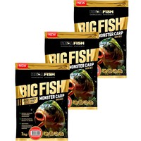Фото Набір Прикормка Real Fish Біг Фіш Карп Полуниця з вершками 1 кг 3 упаковки 4820026880945