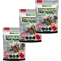 Фото Комплект Прикормка Real Fish Торнадо Короп Полуниця - Суниця 900 г 3 шт 3236